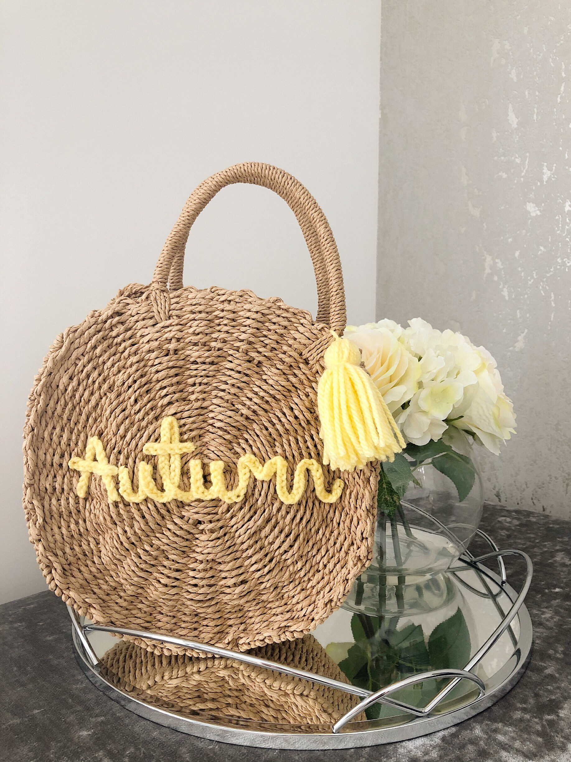 Personalised Straw Beach Bag Etsy
