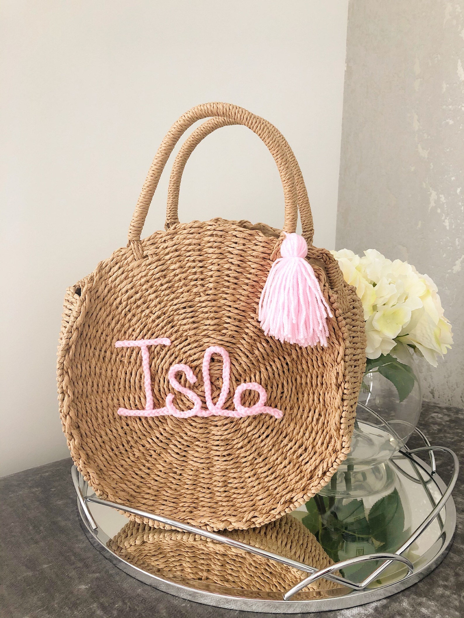Personalised Straw Beach Bag Etsy
