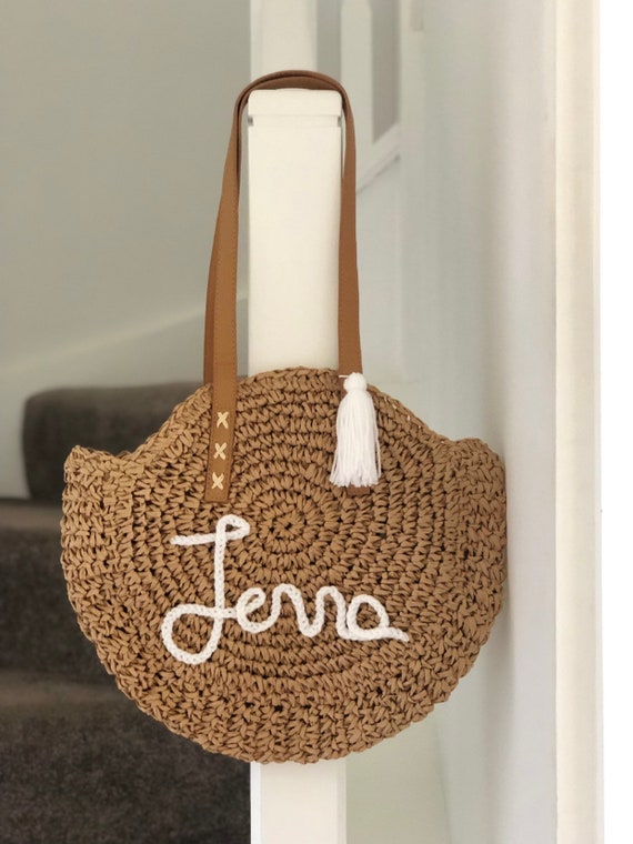 personalised wicker beach bag