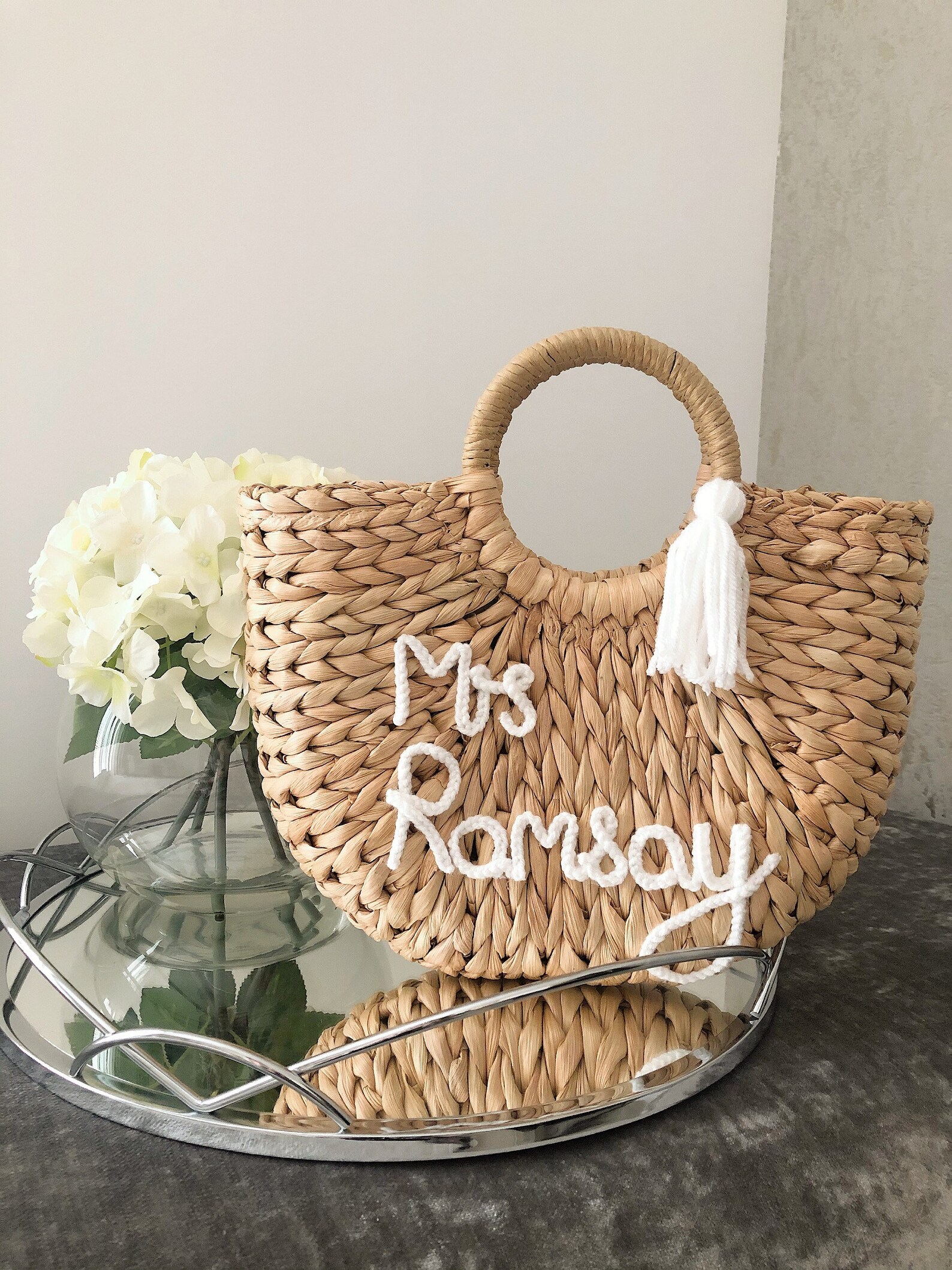 Personalised Straw Beach Bag Etsy