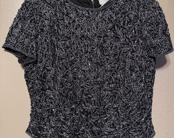 Vintage Papell Boutique Evening Embroidered Blouse