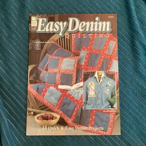 1996 Easy Denim Quilting Quilts Shirt Christmas Stocking Hat Vintage Booklet