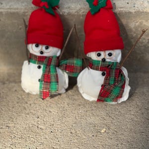 Set of 2 Ornaments, Snowmen Ornaments, Vintage Ornaments, Christmas Ornaments, Christmas Decor
