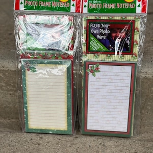 Magentic kerstfotolijstjes Notitieblokken, blocnotes, kerstlijsten, kerstpapier, vintage kerst