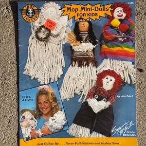 1990s Crafts, 1990s Vintage Doll Book, Dollmaking Book, Mini Mop Dolls Book