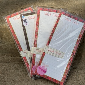 Magentic verlanglijsten, notitieblokken, kerstlijsten, kerstpapier, vintage kerst