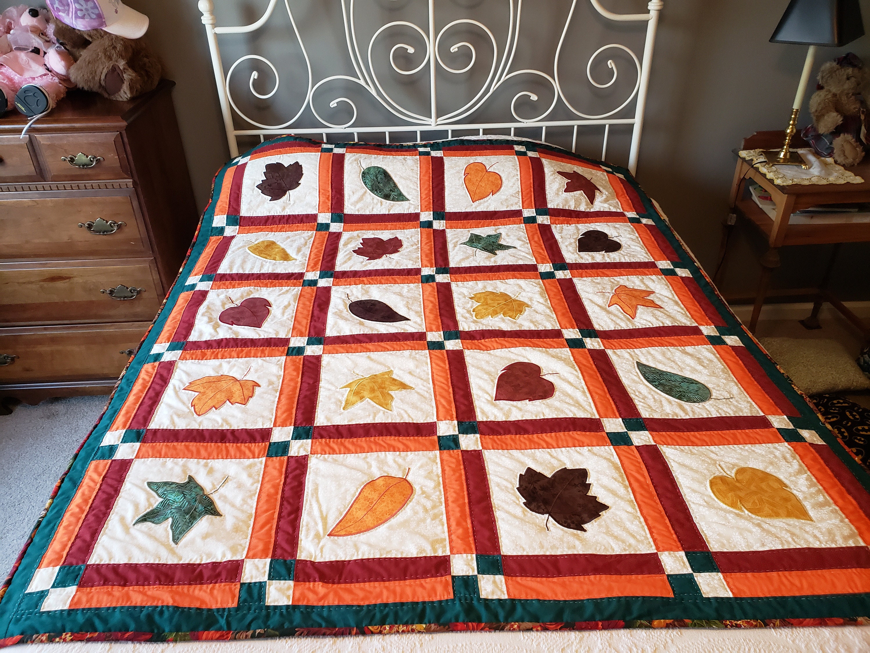 Beautiful Fall Leaves Quilt Use as a throw or wallhanging. Etsy