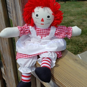 Hi We are back! 15 inch Raggedy Ann Dolls; New dolls & clothes;  Dress color Options- see photos;   Made in USA by me
