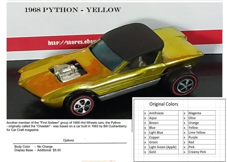 hot wheels 1968 python