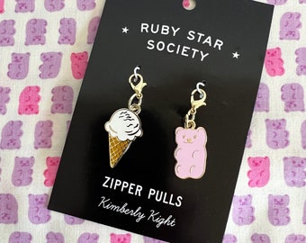 Gummy Bear and Ice Cream Zipper Pulls by Kimberly Kight for Ruby Star Society - Zipper Charm