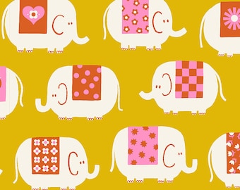 Elephants in Goldenrod from the Picture Book collection by Kimberly Kight for Ruby Star Society