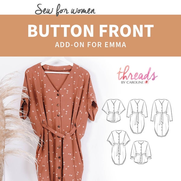 Emma button front: Add on pattern - English