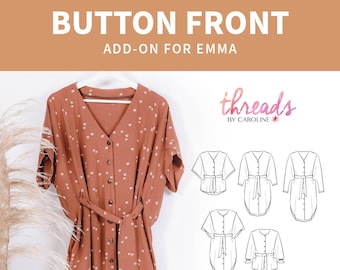 Emma button front: Add on pattern - English