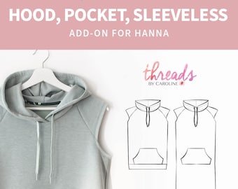 Hanna add on: hood, sleeveless, pocket - English