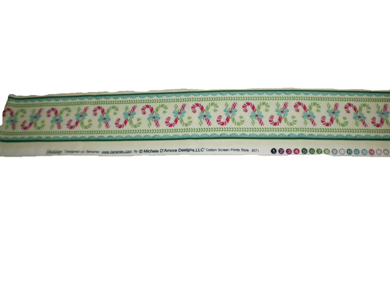 Holiday Snowman Panel and Matching Candy Cane Border Designed for Benartex and Copyrighted by Michele D\u2019Amore