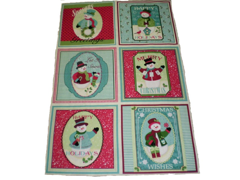 Holiday Snowman Panel and Matching Candy Cane Border Designed for Benartex and Copyrighted by Michele D\u2019Amore