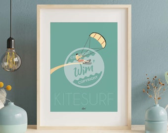 Póster deportivo - Vintage "Kitesurf"