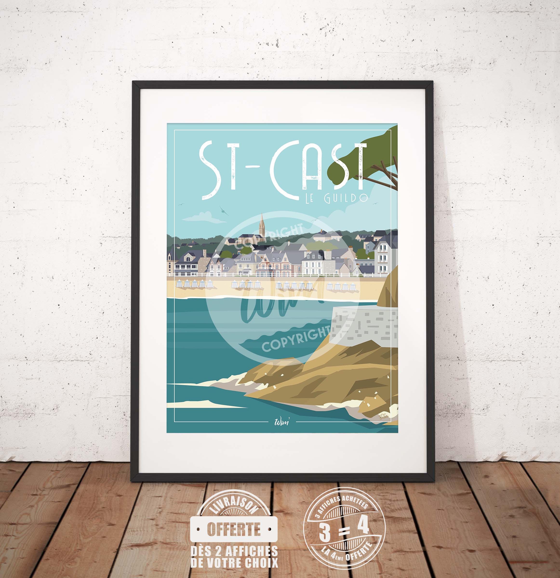 Saint-Cast-Le-Guildo - L'affiche de Déco Murale Saint-Cast Plage