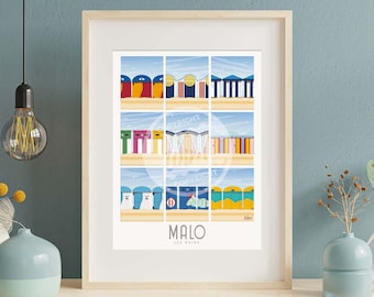 Poster Malo-les-Bains - "The cabins of Malo"