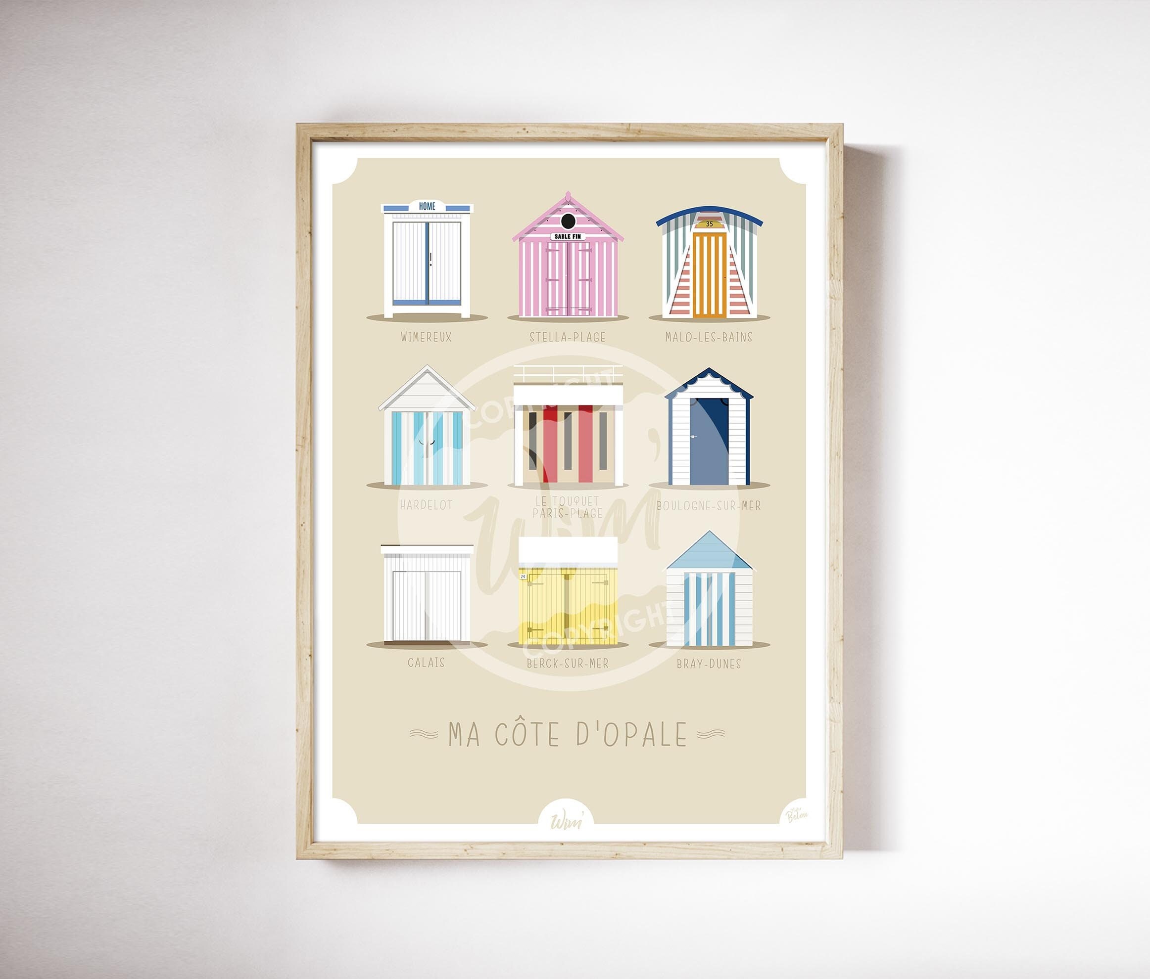 Côte d'opale - L'affiche de Déco Murale Les Cabines