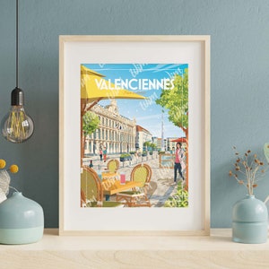 Poster Valenciennes - "Ontspanning op de Place d'Armes"