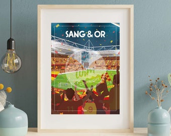 Affiche Originale Euro 84 – Illustration J. Servais – Bollaert Lens – 85x60 Cm