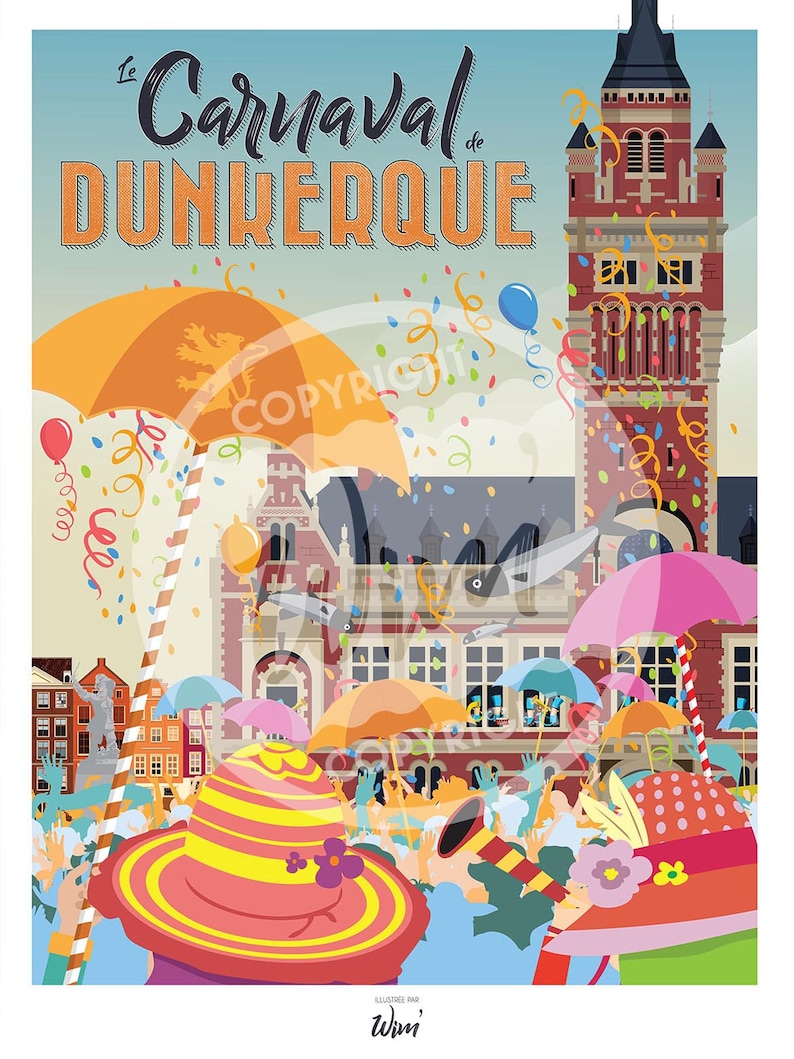 STICKER AUTOCOLLANT CARNAVAL DE DUNKERQUE 2017 Wiche Wiche Wiche Rond jaune ∅8cm EUR 3,99