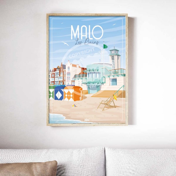 Affiche Malo-les-Bains - "Détente" 50x70cm