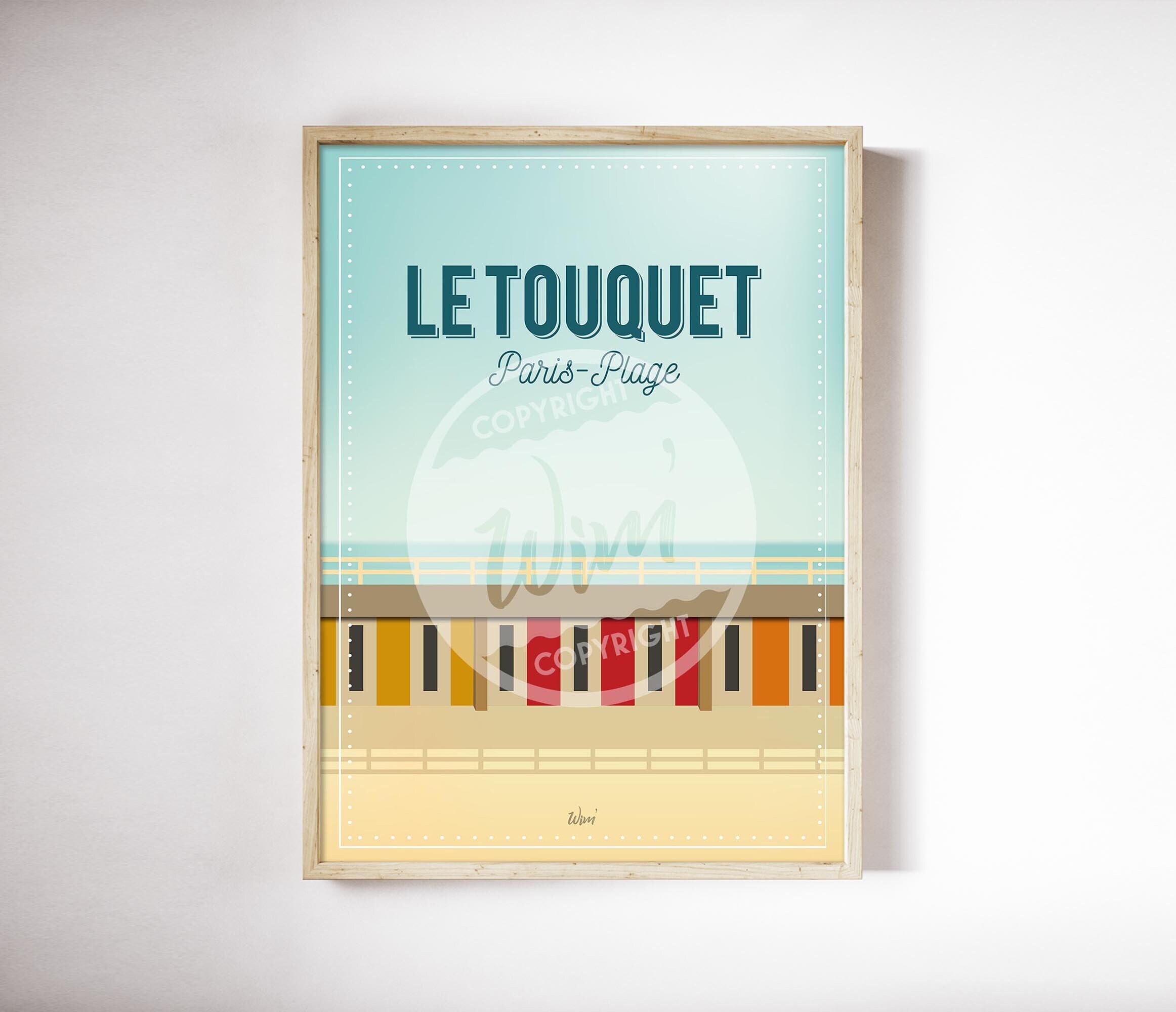 Le Touquet - L'affiche de Déco Murale Les Cabines Touquettoises