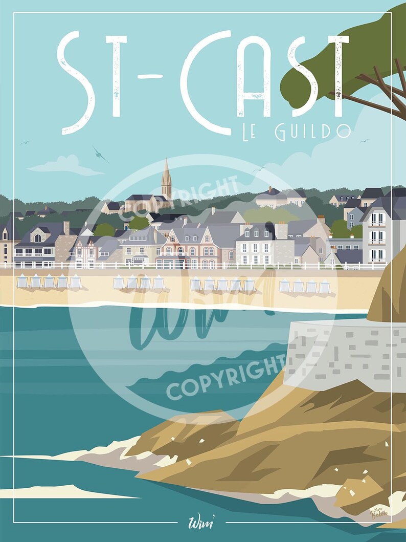 Affiche SaintCastleGuildo SaintCast Plage Etsy France
