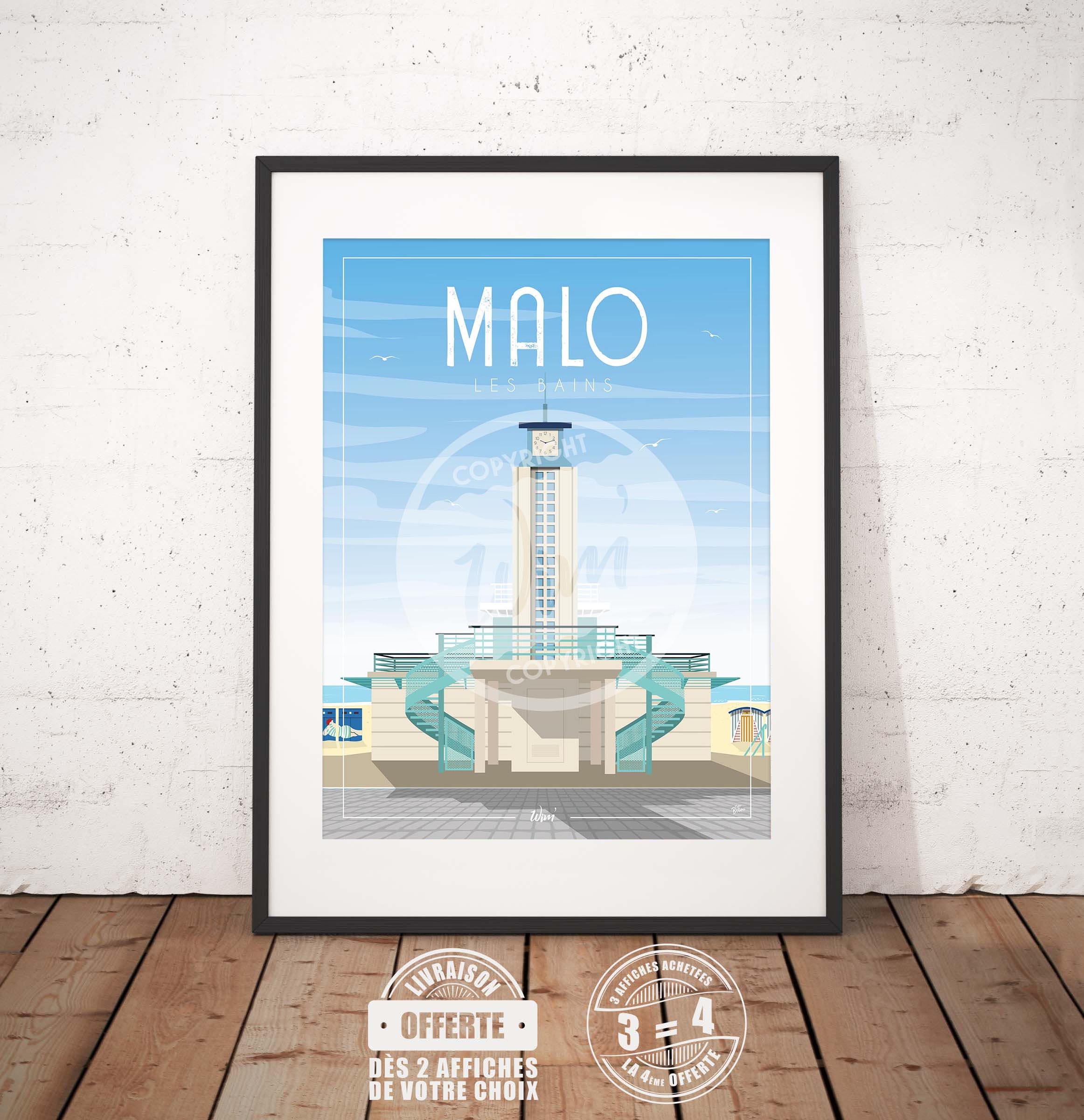 Malo-Les-Bains - L'affiche de Déco Murale Le Poste Secours