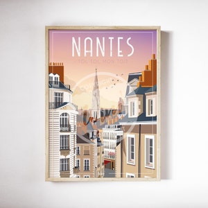 Cartel Nantes "Toi, toi mon toit nantais" 50x70 cm