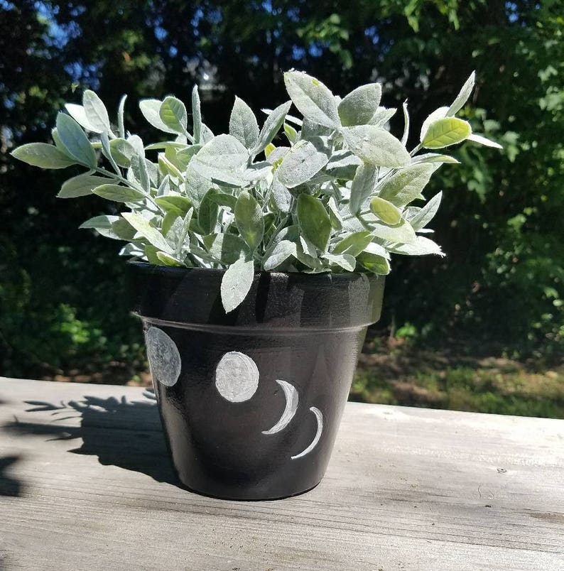 Moon Phases Hand Painted Flower Pot Etsy