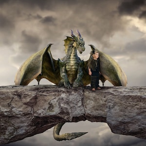 Friendly Dragon Background for Photographers / Dragon Background Instant Download / Composite Image / Magical Backdrop image 1