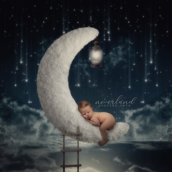 Fotógrafo recién nacido / Moon Prop / Shaggy Moon Background For Photographers / Digital Prop / Digital Background / Newborn Overlay