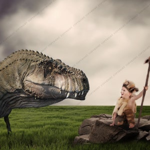 Curious Dinosaur Backdrop Background / Trex Tyrannosaurus Rex /  Dinosaur Background  / Backgrounds & Overlays for Photoshop