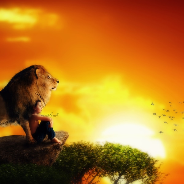 Lion King Of The Jungle Digital Background For Photography Composites / Jungle Backdrop For Photographers /