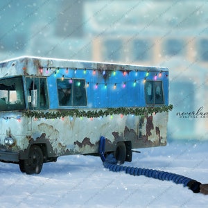 2 PACK Redneck Motorhome Christmas Background Photography Compositions /  Holiday Backdrop Composites / Shitters Full / Cousin Ed