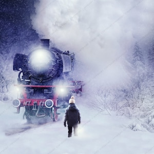 2 Pack Winter Train / Christmas Background for Compositions /  Santa Clause / Digital Downloads & Overlays / composite  Photography