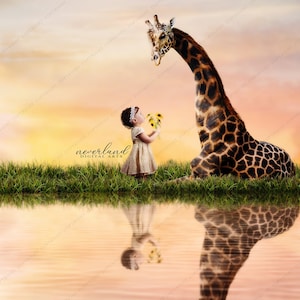Giraffe In Africa Digital Background For Photography Compositions / Photoshop Backgrounds and Overlays for Photographers