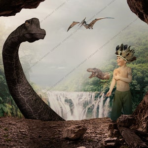 Dinotopia Backdrop Background / Dinosaur Download /  Dinosaur Background  / Trex Tyrannosaurus Rex / Dinosaur Cave