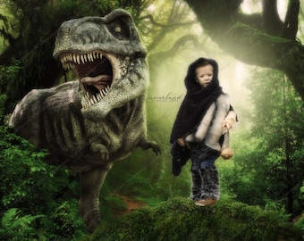 Compostos de fotografia de fundo digital Dinosaur Trex / Tyrannosaurus rex / Composição / Adicione seu próprio assunto