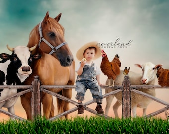 Farm Friends Background / Digital Backgrounds For Photography / Photoshop / For Photographers