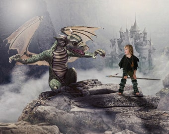Dragon's Castle Background for Photographers / Dragon Background Instant Download / Composite Image / Magical Backdrop
