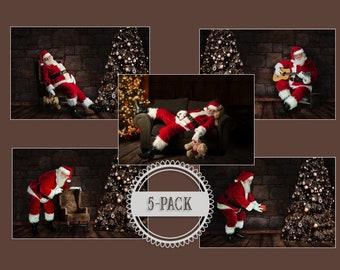 5-Pack Santa / Winter Background for Photography Composites /  Christmas Composition Backdrop