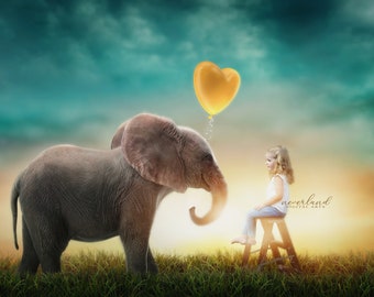 Elephant Composite Background / Add You Own Subject/ Valentines