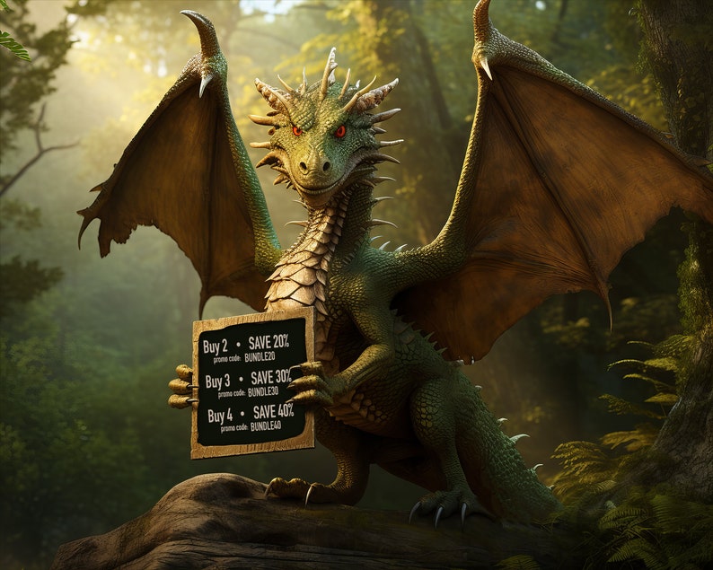 Friendly Dragon Background for Photographers / Dragon Background Instant Download / Composite Image / Magical Backdrop image 3