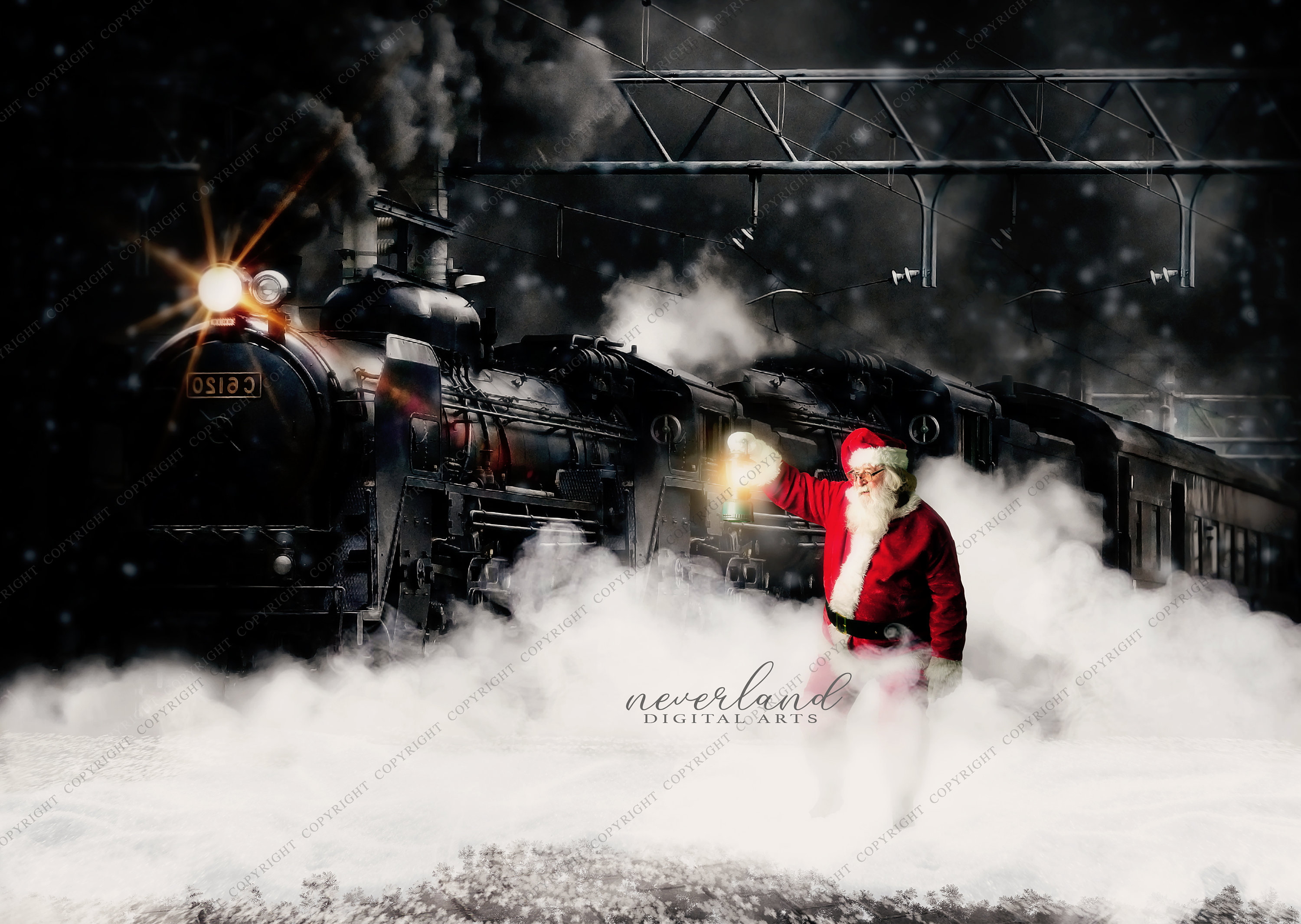 5-pack Santa’s Train / Christmas Background for | Etsy