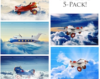 5 PACK Airplane Backdrop Background / High Resolution / Digital Background for Photographers / Magical Background/ Fairytale