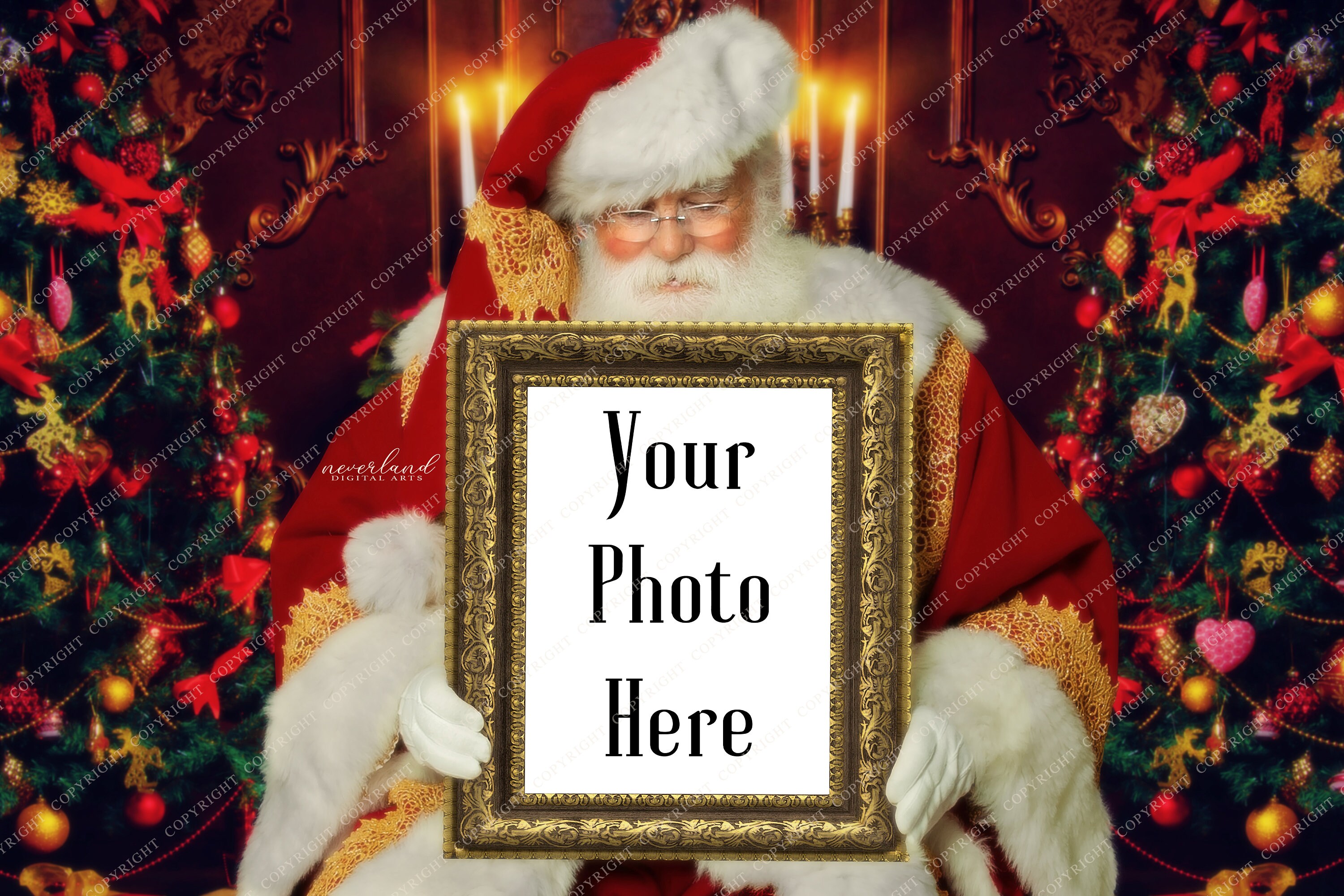 Santa Frame Background Santa Holding A Blank Frame / Transparent PNG Christmas Background for ...